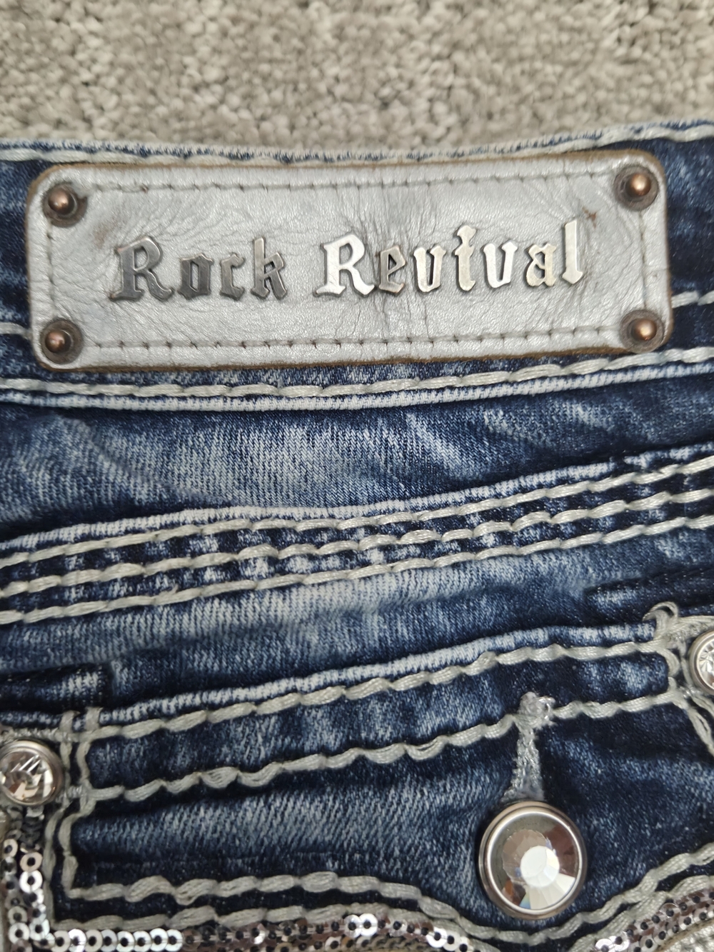 Rock Revival Kai Boot Cut Jeans Womens Size 25 Rhinestone Embellished Denim Y2K